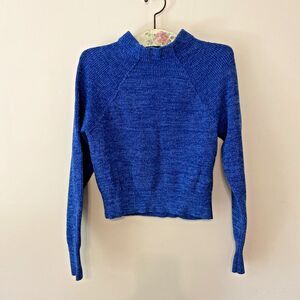 Free People Too Good Knit Sweater Women’s S Blue Long Sleeves Mock Neck